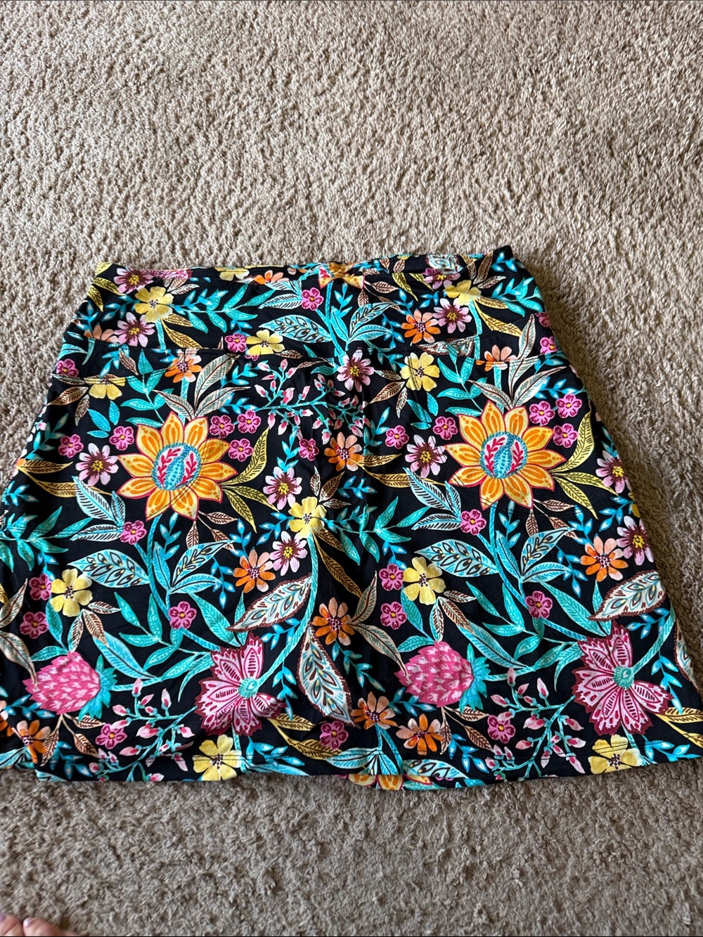 XIX Palms Tribal Floral Print Black Athletic Golf skort